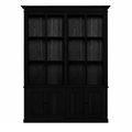 Vincester Double Vitrine - Massiv Schwarz Eiche mit 4 Glas Paneel Türen