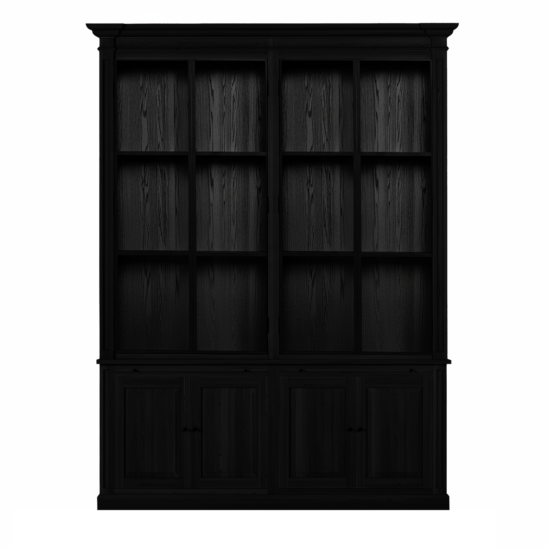 Vincester Doppel-Display-Kabinette - Massive schwarze Eiche mit 4 Glasscheibentüren | Marcottestyle