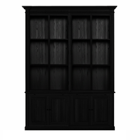 Vincester Doppel-Display-Kabinette - Massive schwarze Eiche mit 4 Glasscheibentüren | Marcottestyle
