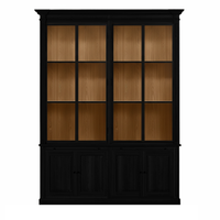 Vincester Doppel-Display-Kabinette - Massive schwarze Eiche mit 4 Glasscheibentüren | Marcottestyle