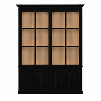 Vincester Doppel-Display-Kabinette - Massive schwarze Eiche mit 4 Glasscheibentüren | Marcottestyle