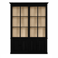 Vincester Doppel-Display-Kabinette - Massive schwarze Eiche mit 4 Glasscheibentüren | Marcottestyle