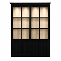 Vincester Doppel-Display-Kabinette - Massive schwarze Eiche mit 4 Glasscheibentüren | Marcottestyle