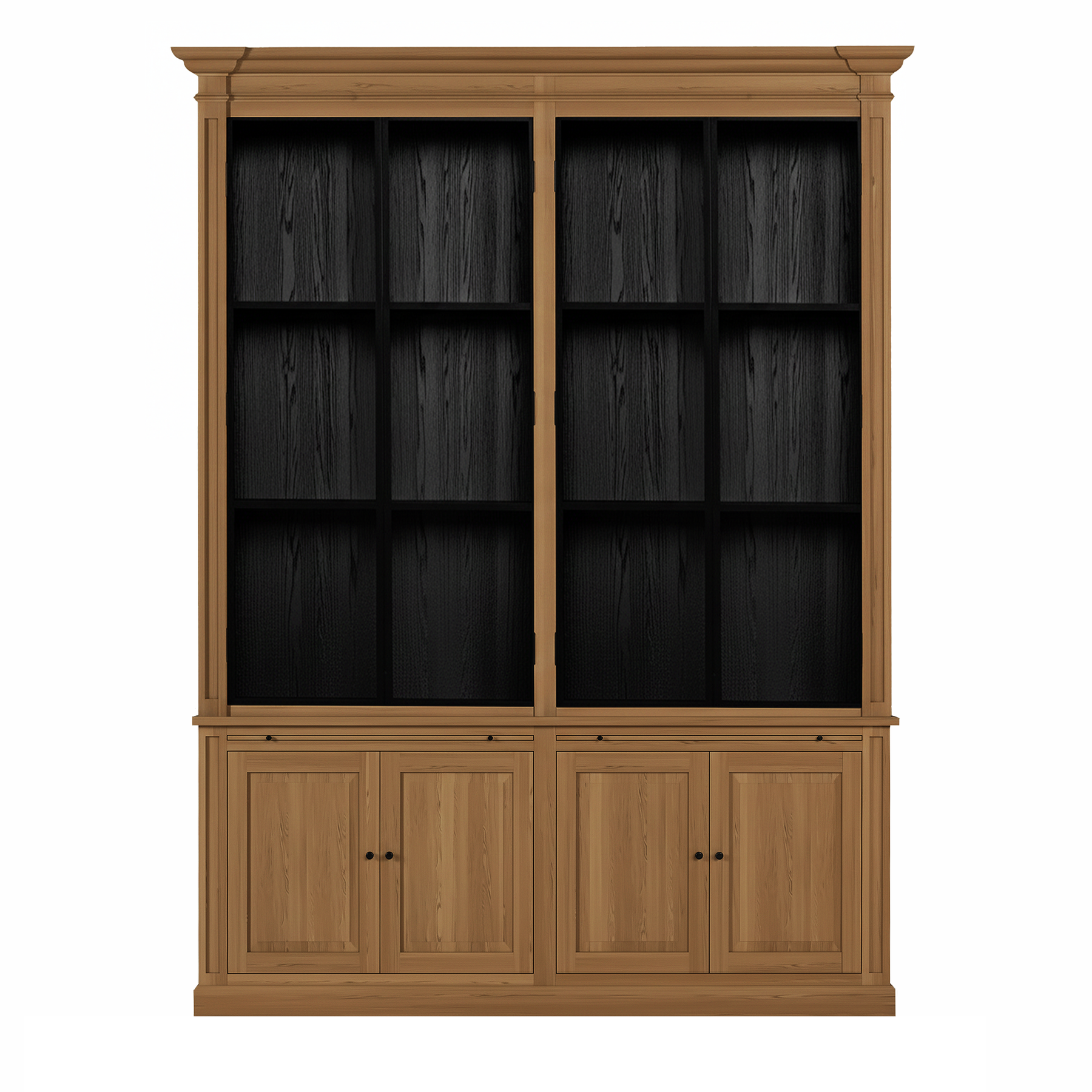 Vincester Double Display Cabinet - Solid Hoboken Oak with 4 Glass Panel Doors | Marcottestyle