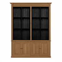 Vincester Double Display Cabinet - Solid Hoboken Oak with 4 Glass Panel Doors | Marcottestyle