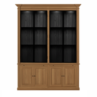 Vincester Double Display Cabinet - Solid Hoboken Oak with 4 Glass Panel Doors | Marcottestyle