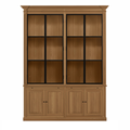 Vincester Double Display Cabinet - Solid Hoboken Oak with 4 Glass Panel Doors