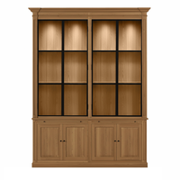 Vincester Double Display Cabinet - Solid Hoboken Oak with 4 Glass Panel Doors | Marcottestyle