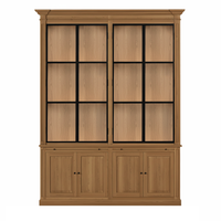 Vincester Double Display Cabinet - Solid Hoboken Oak with 4 Glass Panel Doors | Marcottestyle
