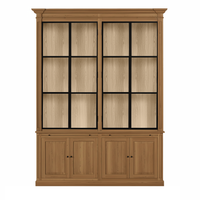 Vincester Double Display Cabinet - Solid Hoboken Oak with 4 Glass Panel Doors | Marcottestyle