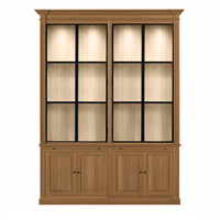 Vincester Double Display Cabinet - Solid Hoboken Oak with 4 Glass Panel Doors | Marcottestyle