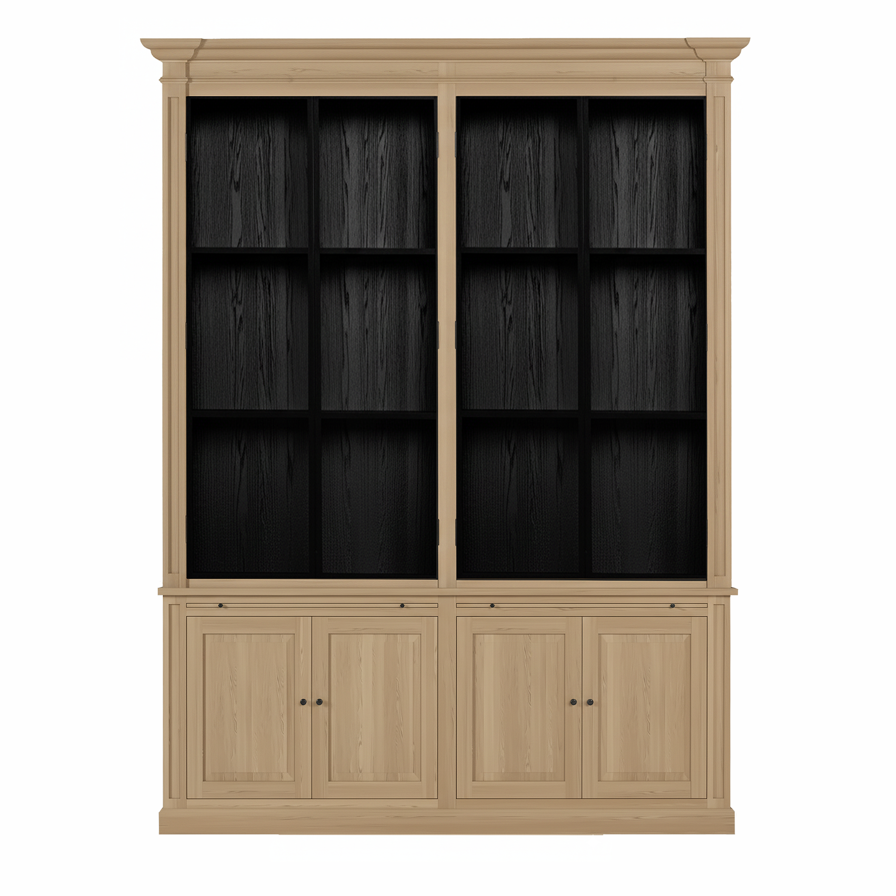 Vincester Double Vitrine - Massif Chêne naturel avec 4 Verre Panel Portes