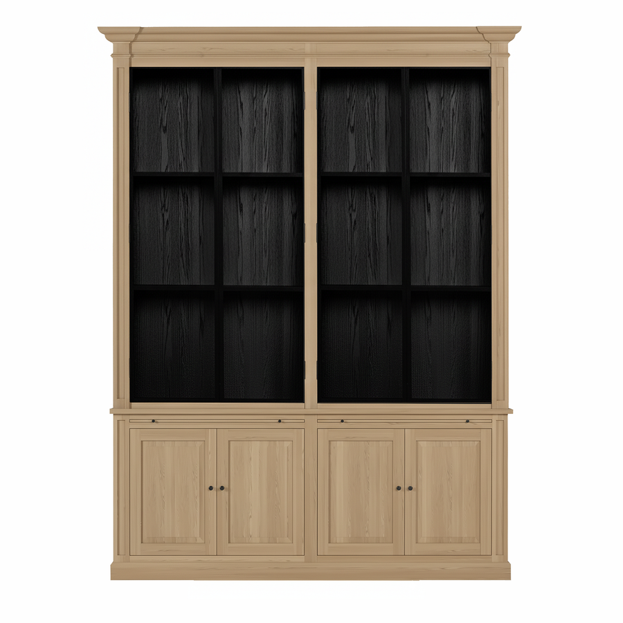 Vincester Double Vitrine - Massif Chêne naturel avec 4 Verre Panel Portes