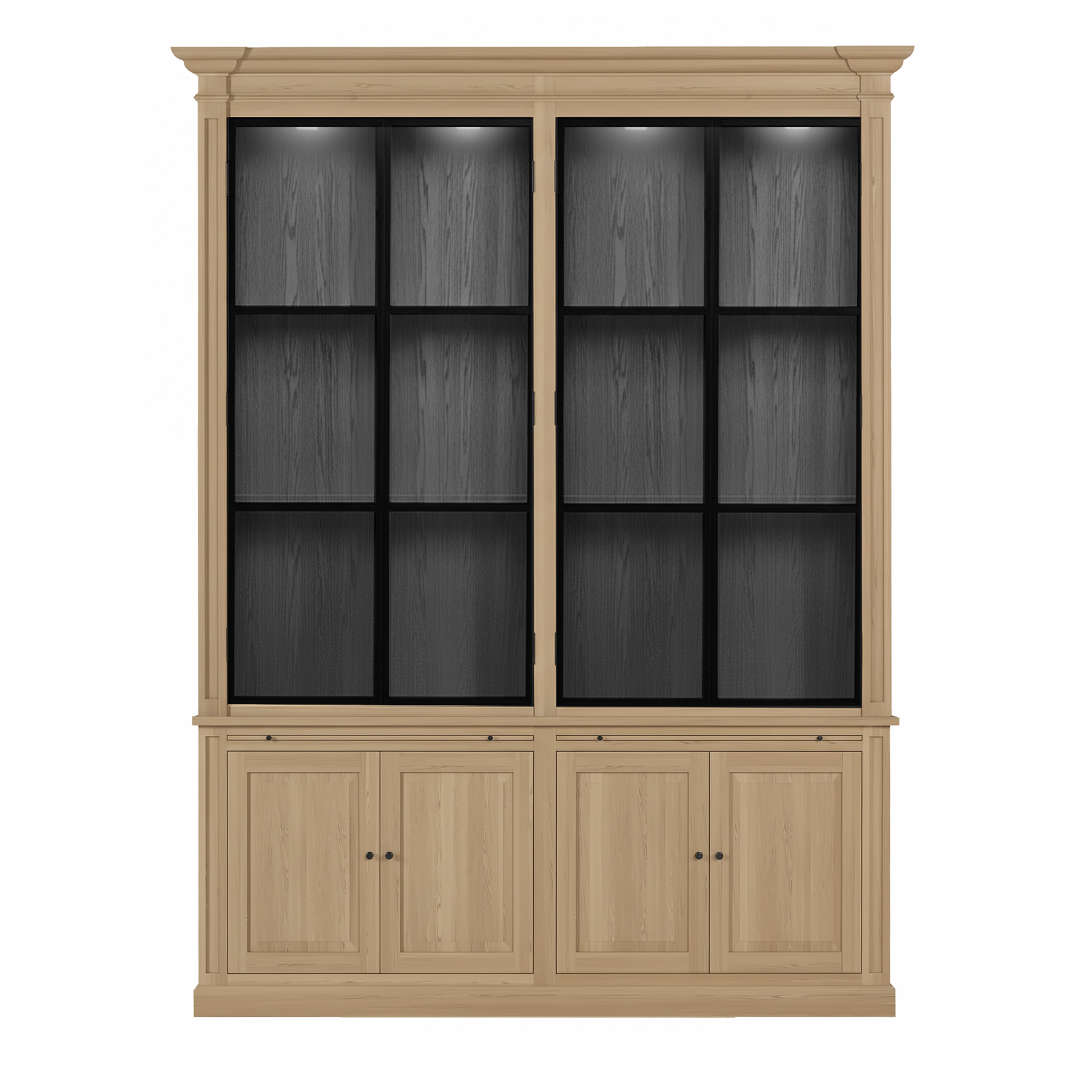 Vincester Double Vitrine - Massif Chêne naturel avec 4 Verre Panel Portes