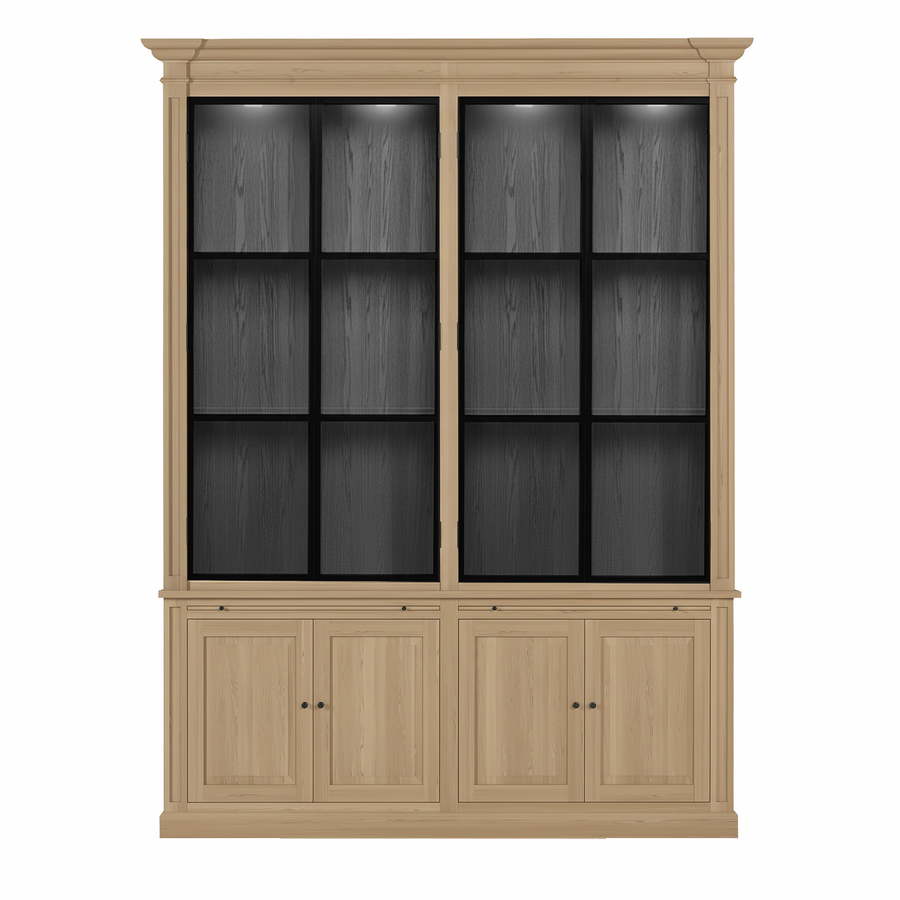 Vincester Double Vitrine - Massif Chêne naturel avec 4 Verre Panel Portes