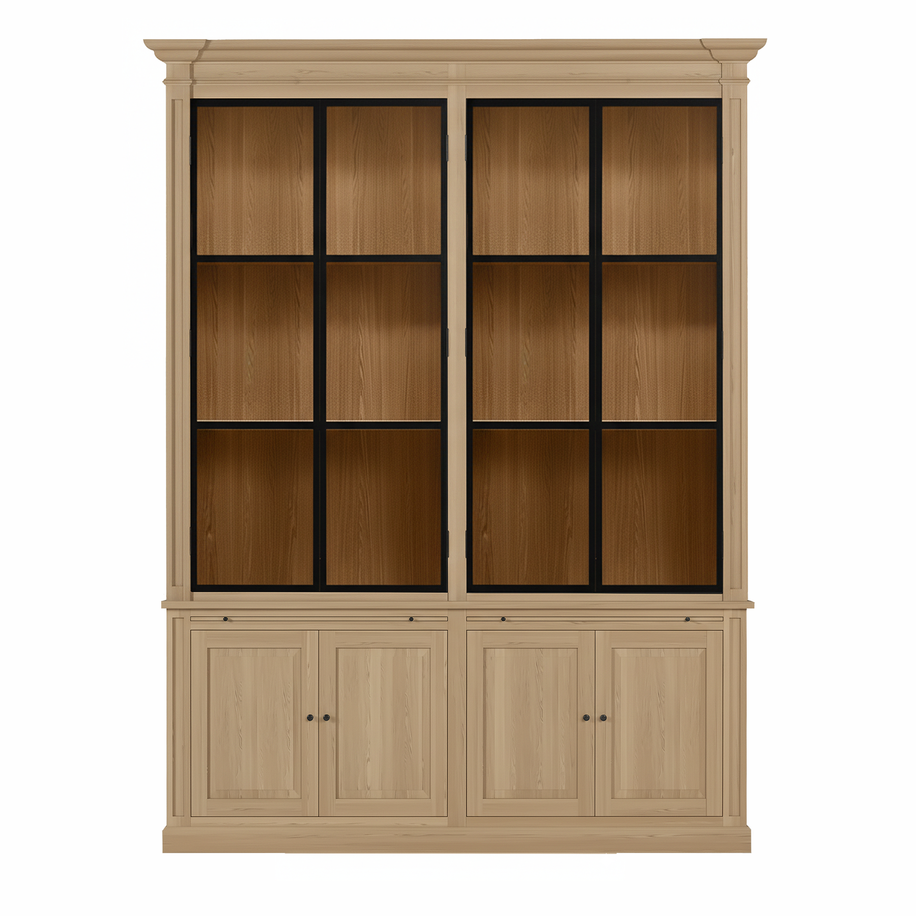 Vincester Double Vitrine - Massif Chêne naturel avec 4 Verre Panel Portes