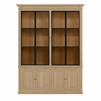 Vincester Double Vitrine - Massif Chêne naturel avec 4 Verre Panel Portes