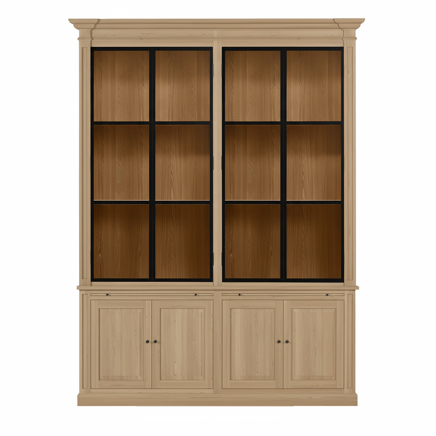 Vincester Double Vitrine - Massif Chêne naturel avec 4 Verre Panel Portes