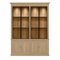 Vincester Double Vitrine - Massif Chêne naturel avec 4 Verre Panel Portes