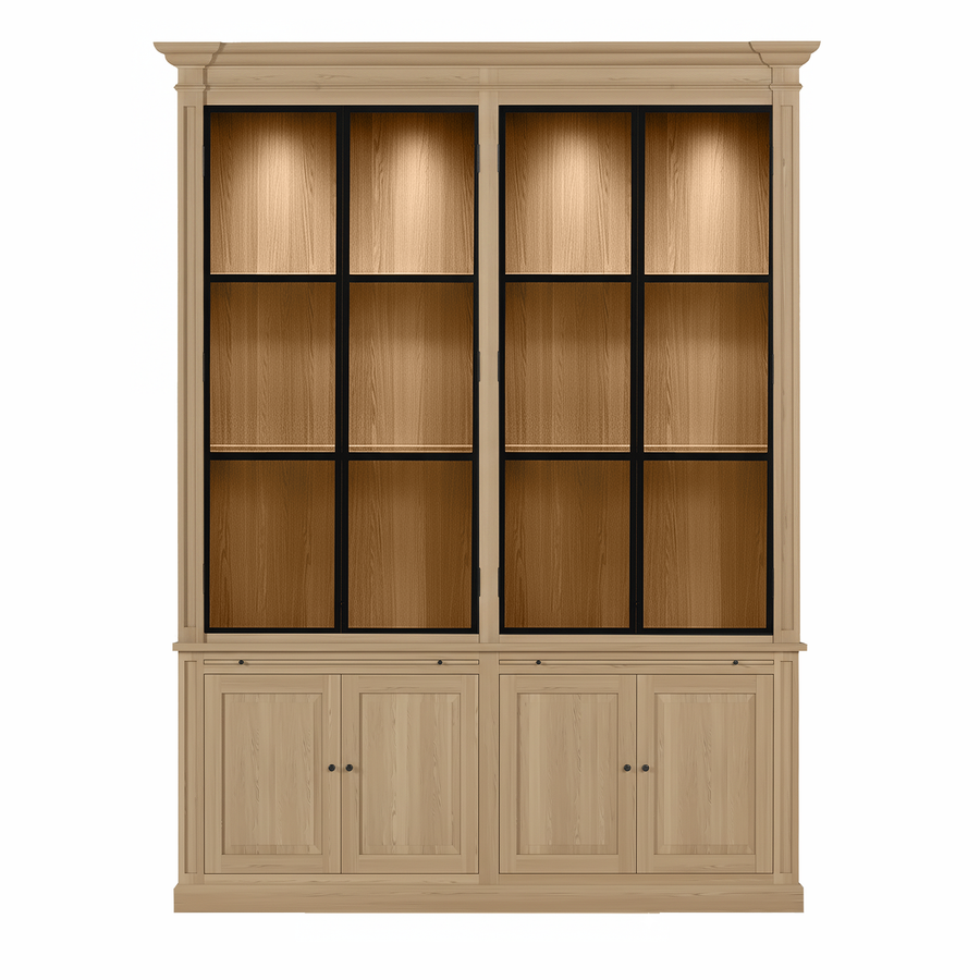 Vincester Double Vitrine - Massif Chêne naturel avec 4 Verre Panel Portes