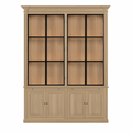 Vincester Double Vitrine - Massif Chêne naturel avec 4 Verre Panel Portes