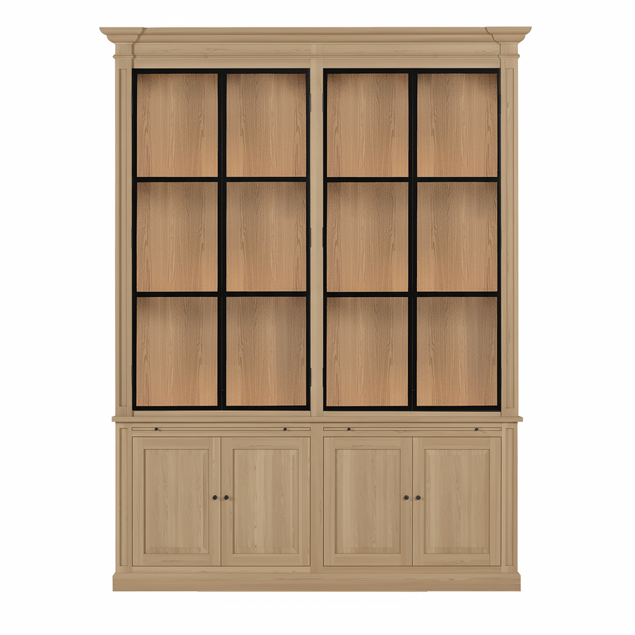 Vincester Double Vitrine - Massif Chêne naturel avec 4 Verre Panel Portes
