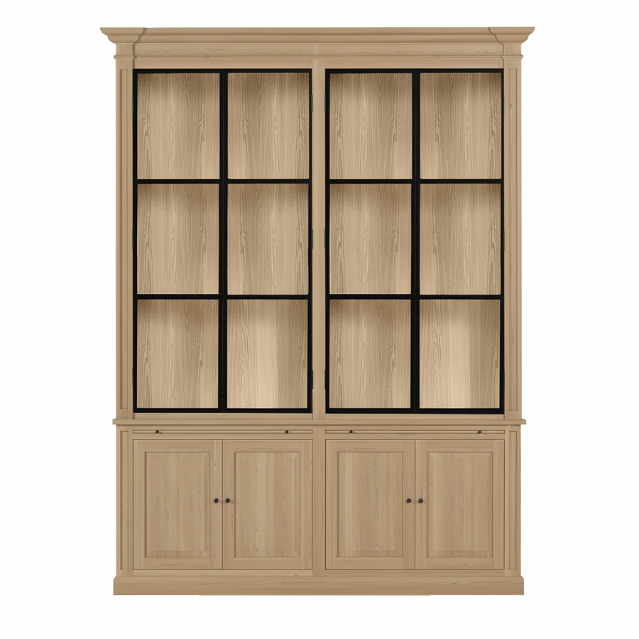 Vincester Double Vitrine - Massif Chêne naturel avec 4 Verre Panel Portes