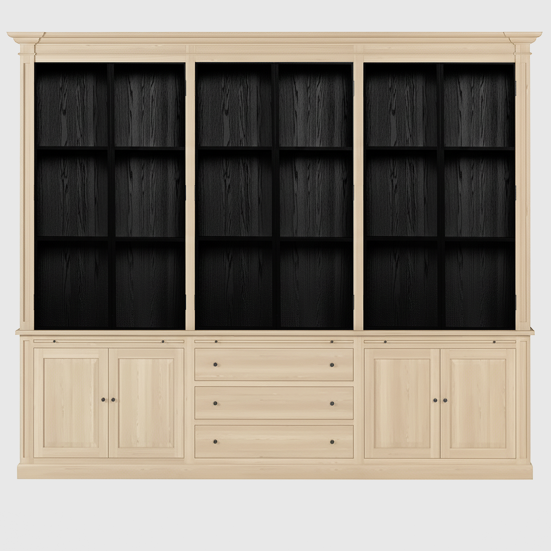 Vincester Triple Display Schrank - Massive weiße Eiche mit 6 Glasscheibentüren | Marcottestyle