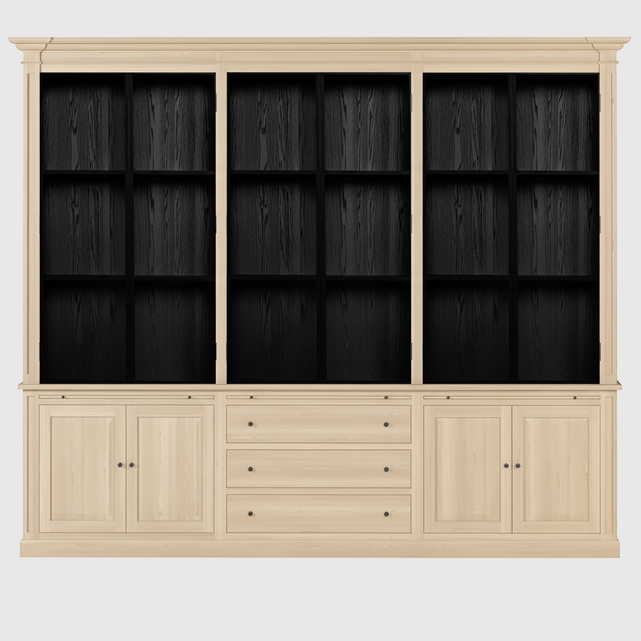 Vincester Triple Display Schrank - Massive weiße Eiche mit 6 Glasscheibentüren | Marcottestyle