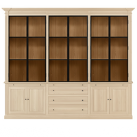 Vincester Triple Display Schrank - Massive weiße Eiche mit 6 Glasscheibentüren | Marcottestyle