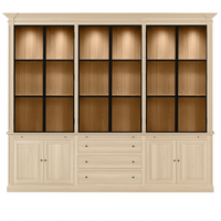 Vincester Triple Display Schrank - Massive weiße Eiche mit 6 Glasscheibentüren | Marcottestyle