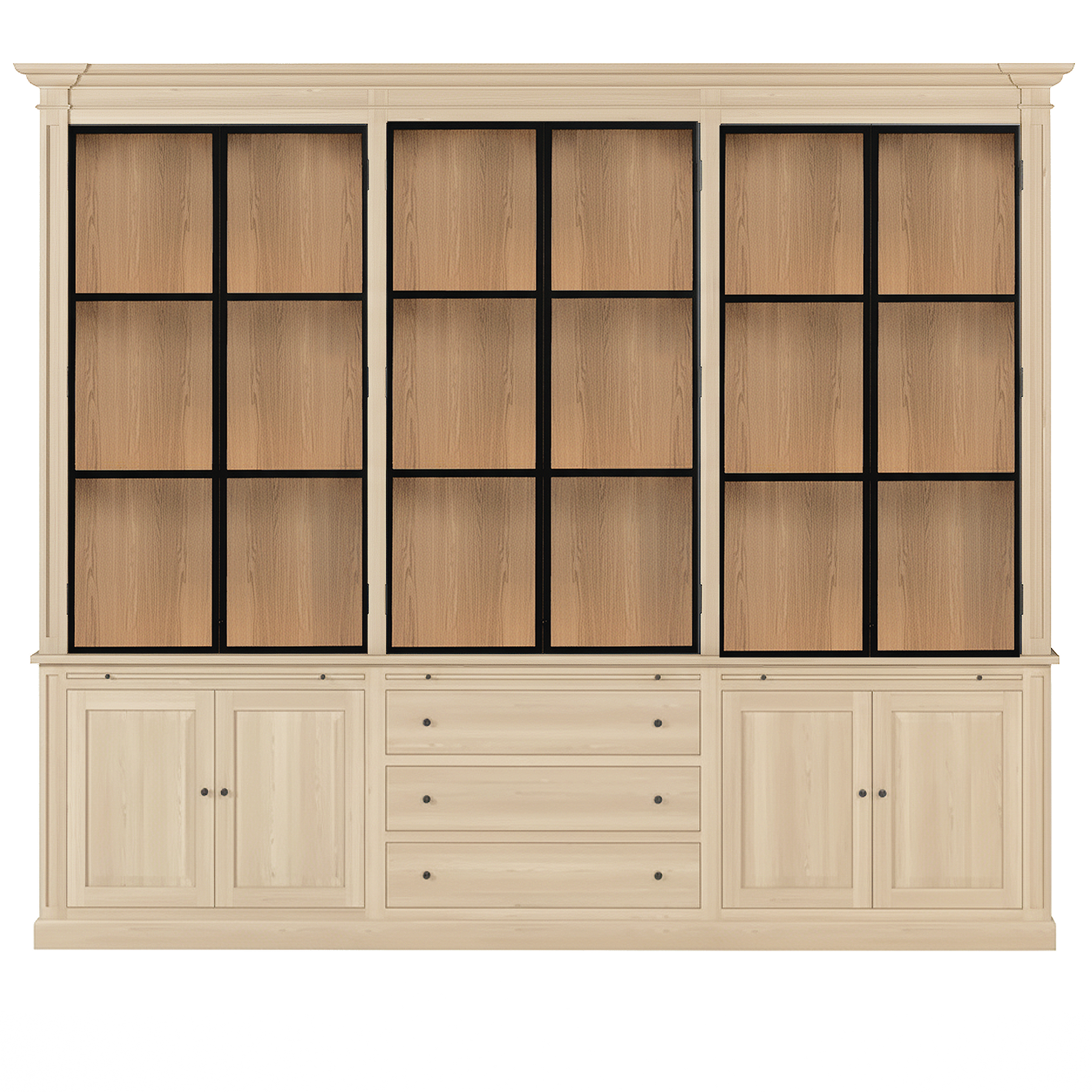 Vincester Triple Display Schrank - Massive weiße Eiche mit 6 Glasscheibentüren | Marcottestyle