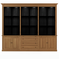 Vincester Triple Vitrine - Massiv Hoboken Eiche mit 6 Glas Paneel Türen