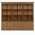Vincester Triple Vitrine - Massiv Hoboken Eiche mit 6 Glas Paneel Türen