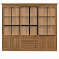 Vincester Triple Vitrine - Massiv Hoboken Eiche mit 6 Glas Paneel Türen