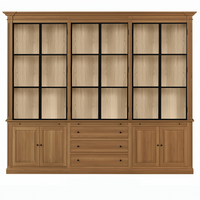 Vincester Triple Vitrine - Massiv Hoboken Eiche mit 6 Glas Paneel Türen