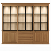Vincester Triple Vitrine - Massiv Hoboken Eiche mit 6 Glas Paneel Türen