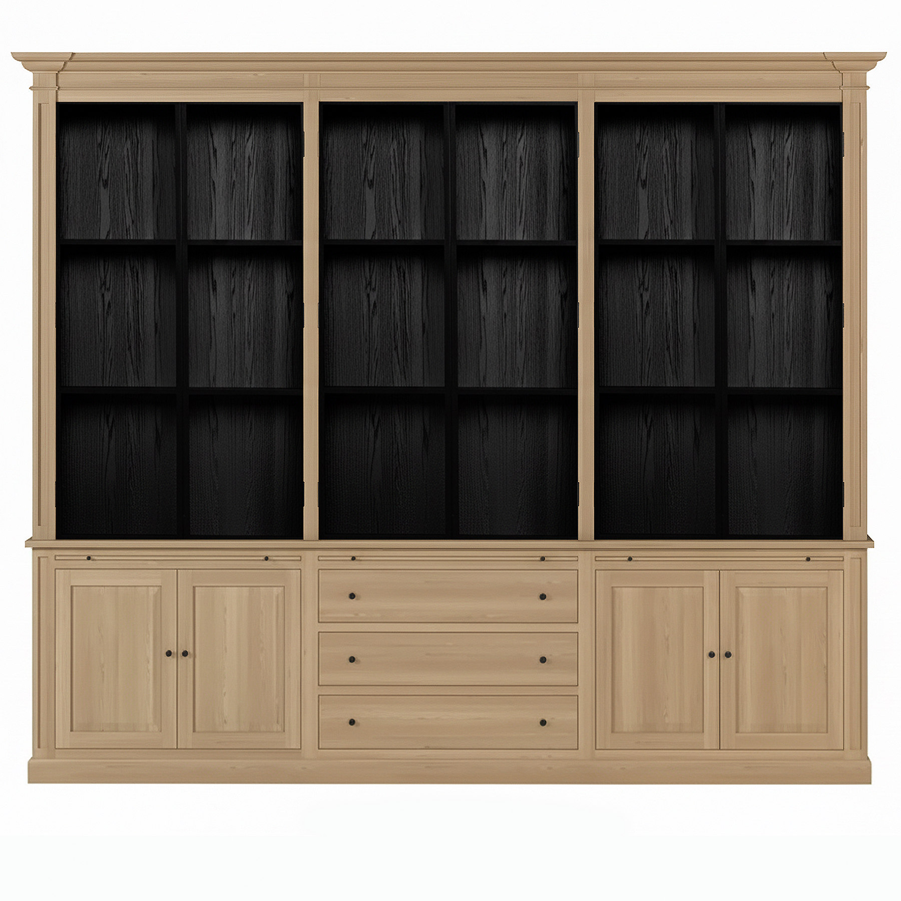 Vincester Triple Vitrine - Massif Chêne naturel avec 6 Verre Panel Portes