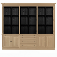 Vincester Triple Vitrine - Massif Chêne naturel avec 6 Verre Panel Portes
