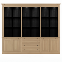 Vincester Triple Vitrine - Massif Chêne naturel avec 6 Verre Panel Portes