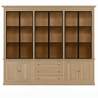 Vincester Triple Vitrine - Massif Chêne naturel avec 6 Verre Panel Portes
