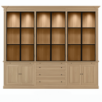 Vincester Triple Vitrine - Massif Chêne naturel avec 6 Verre Panel Portes