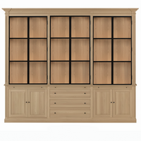 Vincester Triple Vitrine - Massif Chêne naturel avec 6 Verre Panel Portes
