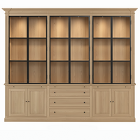 Vincester Triple Vitrine - Massif Chêne naturel avec 6 Verre Panel Portes