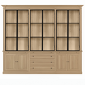 Vincester Triple Vitrine - Massif Chêne naturel avec 6 Verre Panel Portes