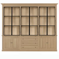 Vincester Triple Vitrine - Massif Chêne naturel avec 6 Verre Panel Portes