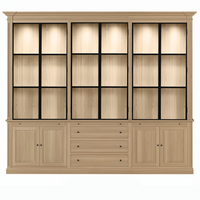 Vincester Triple Vitrine - Massif Chêne naturel avec 6 Verre Panel Portes