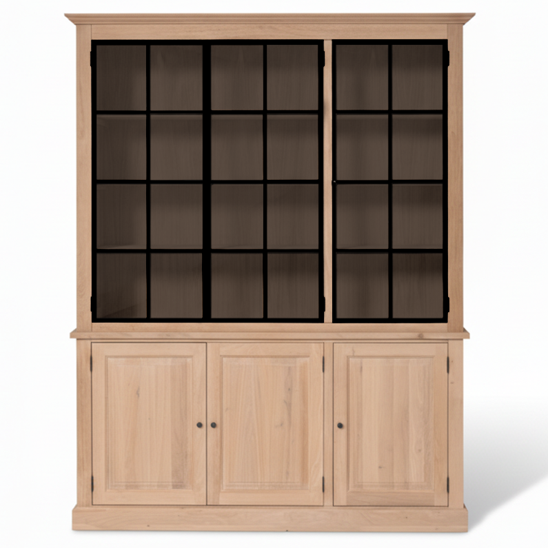 Wexford displaykast - Natuurlijke eik met 3 glazen paneeldeuren | Marcottestyle