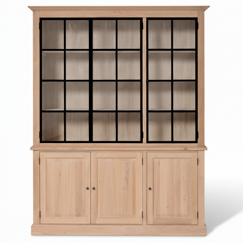 Wexford Display Cabinet - Oak with 3 Glass Panel Doors