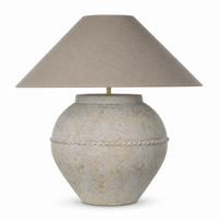 Close-up macro detail shot of Table Lamp Niels 4049Y cream shade showing intricate linen fabric weave texture and material finish at high resolution, professional macro photography by Marcottestyle